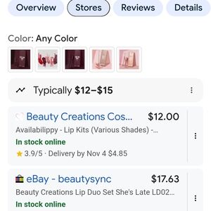 Beauty Creations Lip Kit in Red and Pink